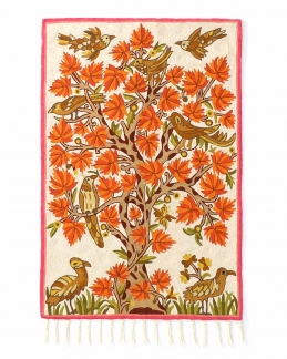 Kashmir Chinar Hand Embroidered Crewel Rug