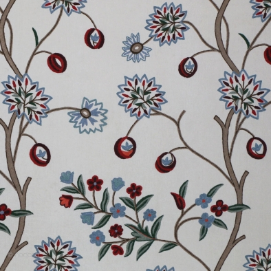 Kashmir Red Cherry Crewel Fabric-1